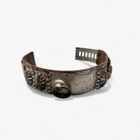Antique Leather and Plated Dog Collar