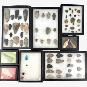 Cases of Points, Arrowheads and Gemstones