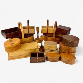 Collection of American Bentwood Boxes, Baskets, Plus