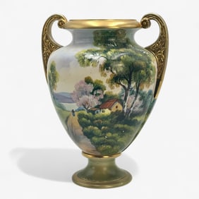 Large Nippon Scenic Handled Vase