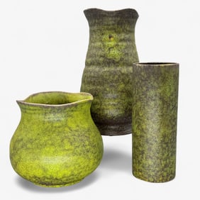 Three Royal Haeger Lime Peel Vessels