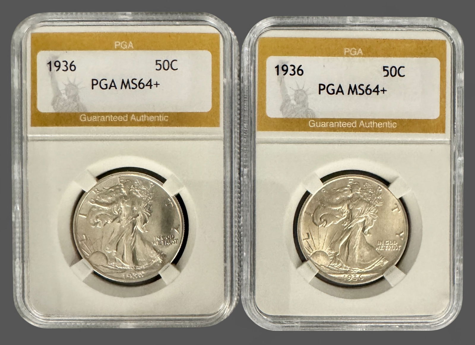 Pair of U.S. 1936 50C Half Dollars, PGA MS64+ (1 of 2)