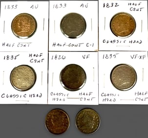 Group of 7 Classic Head Half Cent Coins