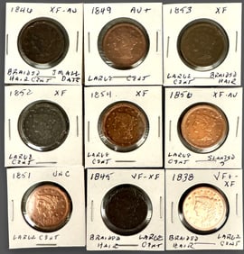 Group of 9 Early American Large Cent Coinage