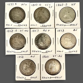 Group of 8 Early American Seated Half Dollars