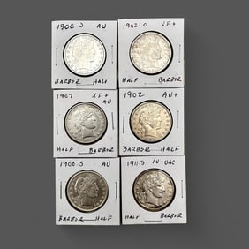6 Barber Half Dollars, 1900-1911