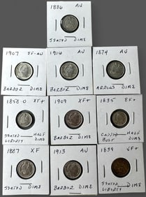 Group of 10 Early American Dimes