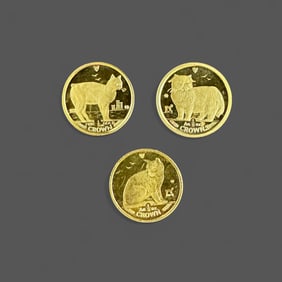 Three 1/5 Ounce Isle of Man Gold Coins