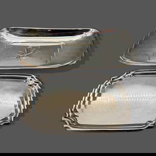 Pair of Sterling Silver Trays: One Reed and Barton, both marked sterling to underside. Total weight: 14.92 troy ounces Property from the Estate of June Herschede (1930-2025),