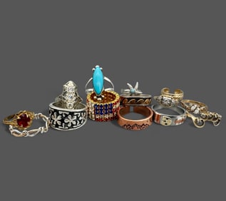 Group of Ladies Rings, Many Sterling Silver