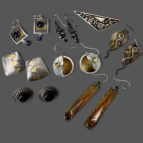 Group of Earring and Brooches