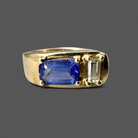 14K Gold, Diamond and Ceylon Sapphire Ring
