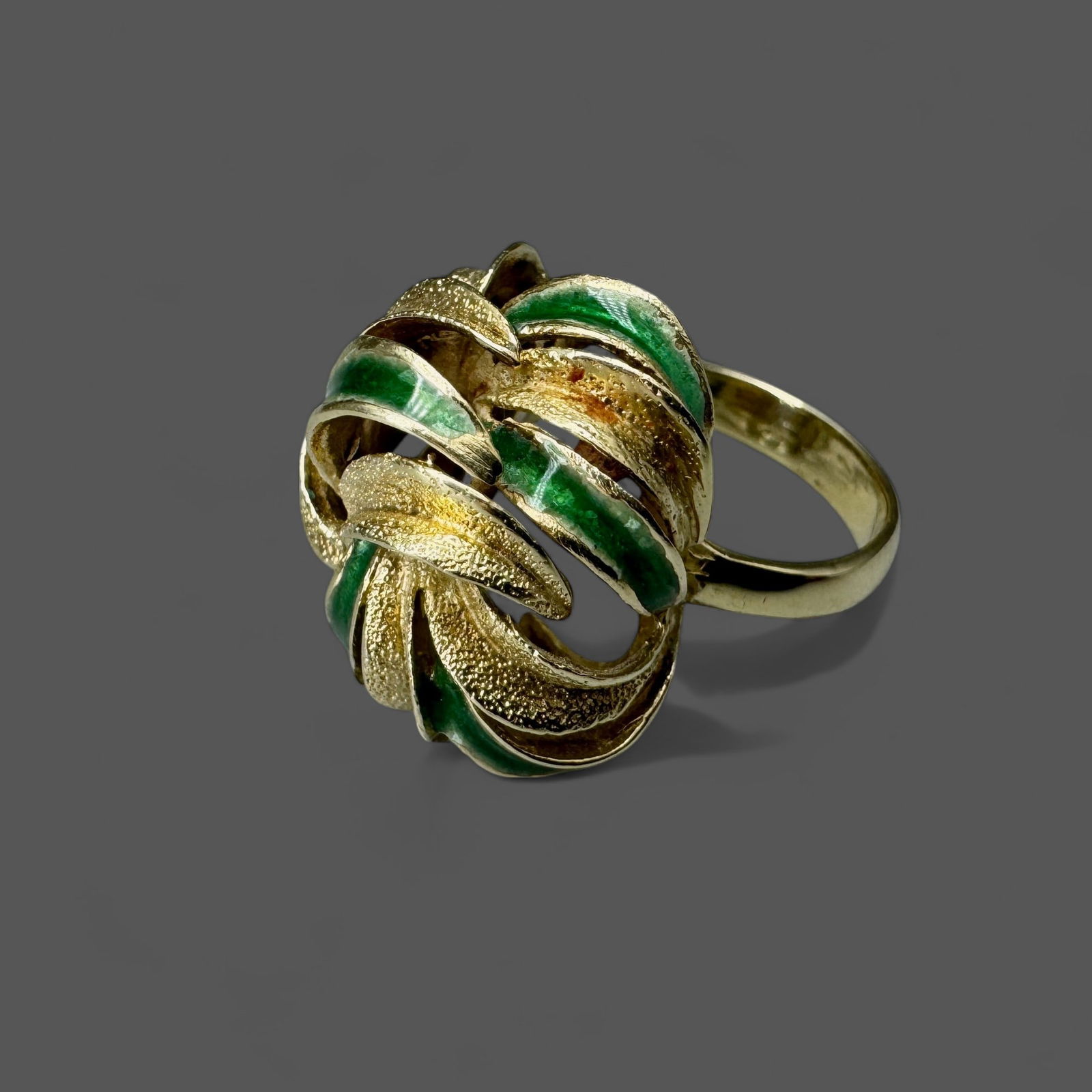 14K Gold and Green Enamel ring (1 of 8)