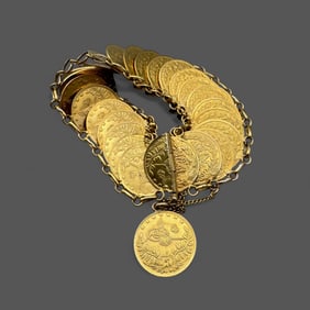 Ladies 18K and 14K Gold Coin Bracelet