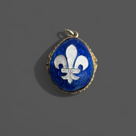 Faberge Style Enameled Locket with Fleur de Lis