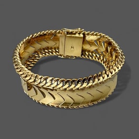 18K Gold Ladies Mesh and Wire Bracelet