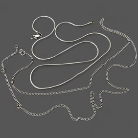Pair of 14K White Gold Chains