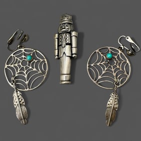 Sterling Silver Nutcracker and Earrings