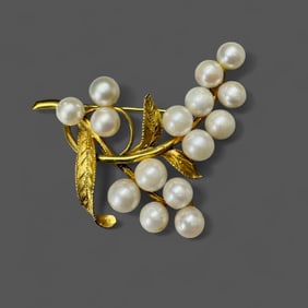 14k Gold and Pearl Brooch