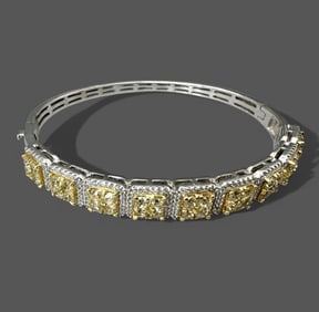 14K White Gold Ladies Bracelet with Fancy Yellow Diamonds