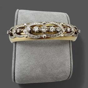 14K Ladies Gold Bangle with Diamonds