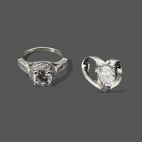 Pair of Sterling and CZ Rings