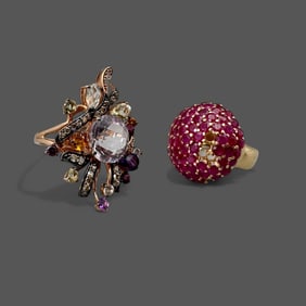 Pair of 14k Cocktail Rings