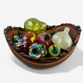 Grouping of Italian Glass Fruit in Bowl