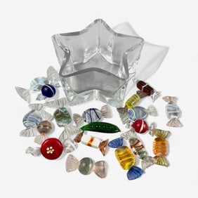 Collection of Venetian Glass Candies in Dish