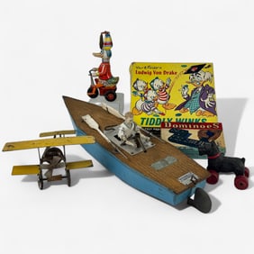 French Auto Rameur Boat, Plus Grouping of Toys