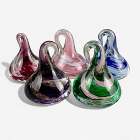 Five Italian Blown Glass Chocolate Kisses