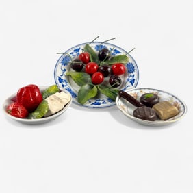 Christine Viennet Fruit/Dessert Plates, Tromp L'oeil Pottery