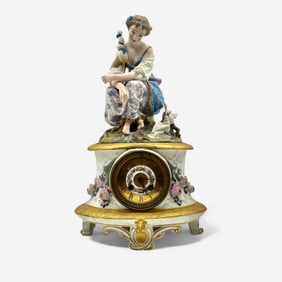 Porcelain Figural French Mantle Clock