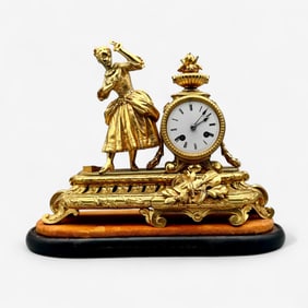 French Gilt Figural Mantle Clock