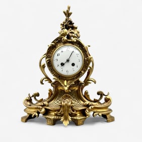 French Gilt Painted Mantle Clock