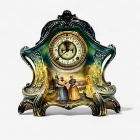Ansonia Painted Porcelain Mantle Clock