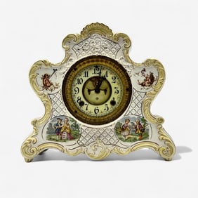 Ansonia Painted Porcelain Mantle Clock