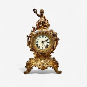 Ansonia Brass Cherub Mantle Clock