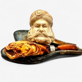 Pair of Figural Meerschaum Pipes