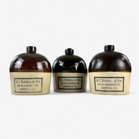 M.C. Russell, Maysville, KY Two-tone Whiskey Jugs