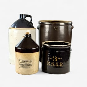 Four Larger Stoneware Crocks and Jugs