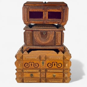 Three Tramp Art Boxes
