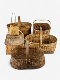 Group of 6 Woven Gathering Baskets