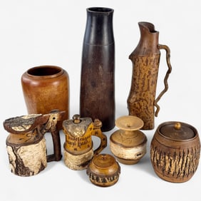 Potpourri of Wooden Vessels, incl. German Birch Steins