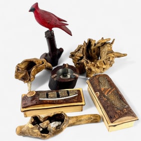 Wood Sculptural Artworks and Boxes, Plus