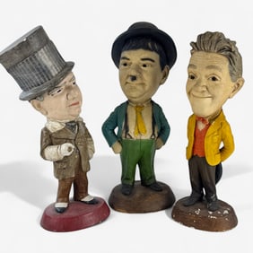 3 Chalkware Statues: Laurel and Hardy: W.C. Fields