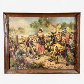 E. Percy Moran Rev. War Scene with "Molly Pitcher"