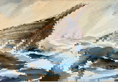 Watercolor Marine Scene, Signed Indistinctly