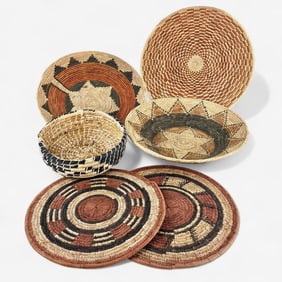 Group of Six American Indian Woven Baskets