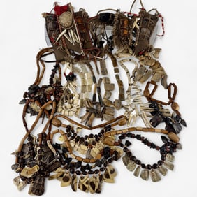 Leather Necklaces/Armbands with Stone and Shell Adornments